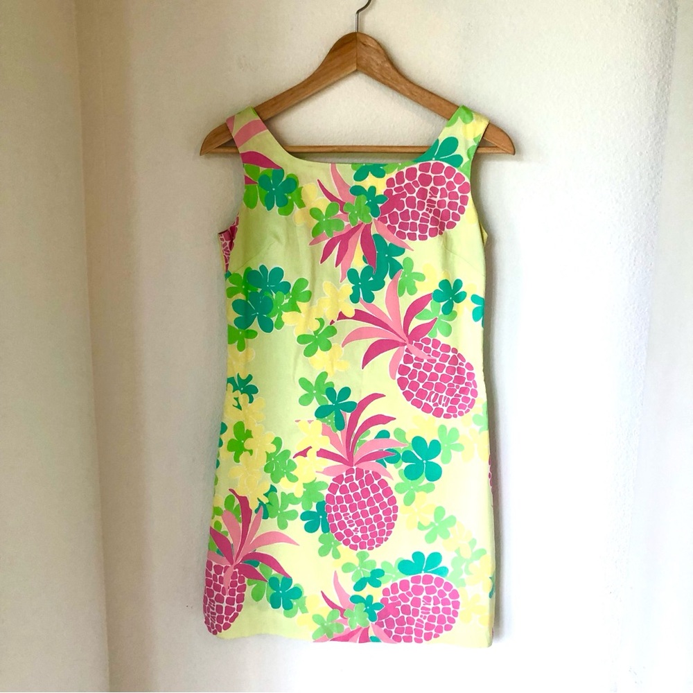 Lilly Pulitzer Vintage 1990s White Label Pineapple Sleeveless Dress Women’s 0 XS